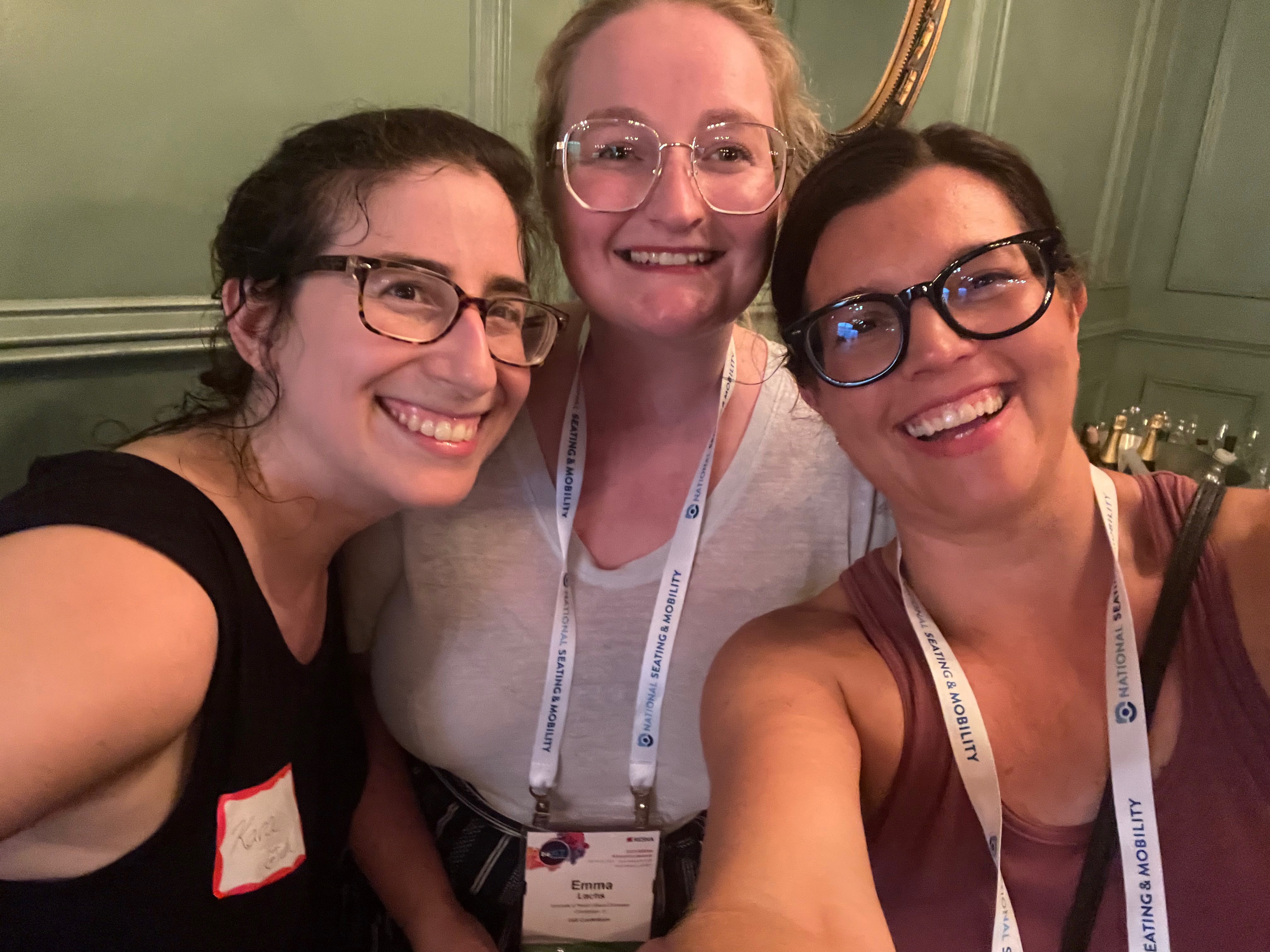 Kara Mumma, Emma Lachs, and Laura Levy taking a selfie at RESNA 2023