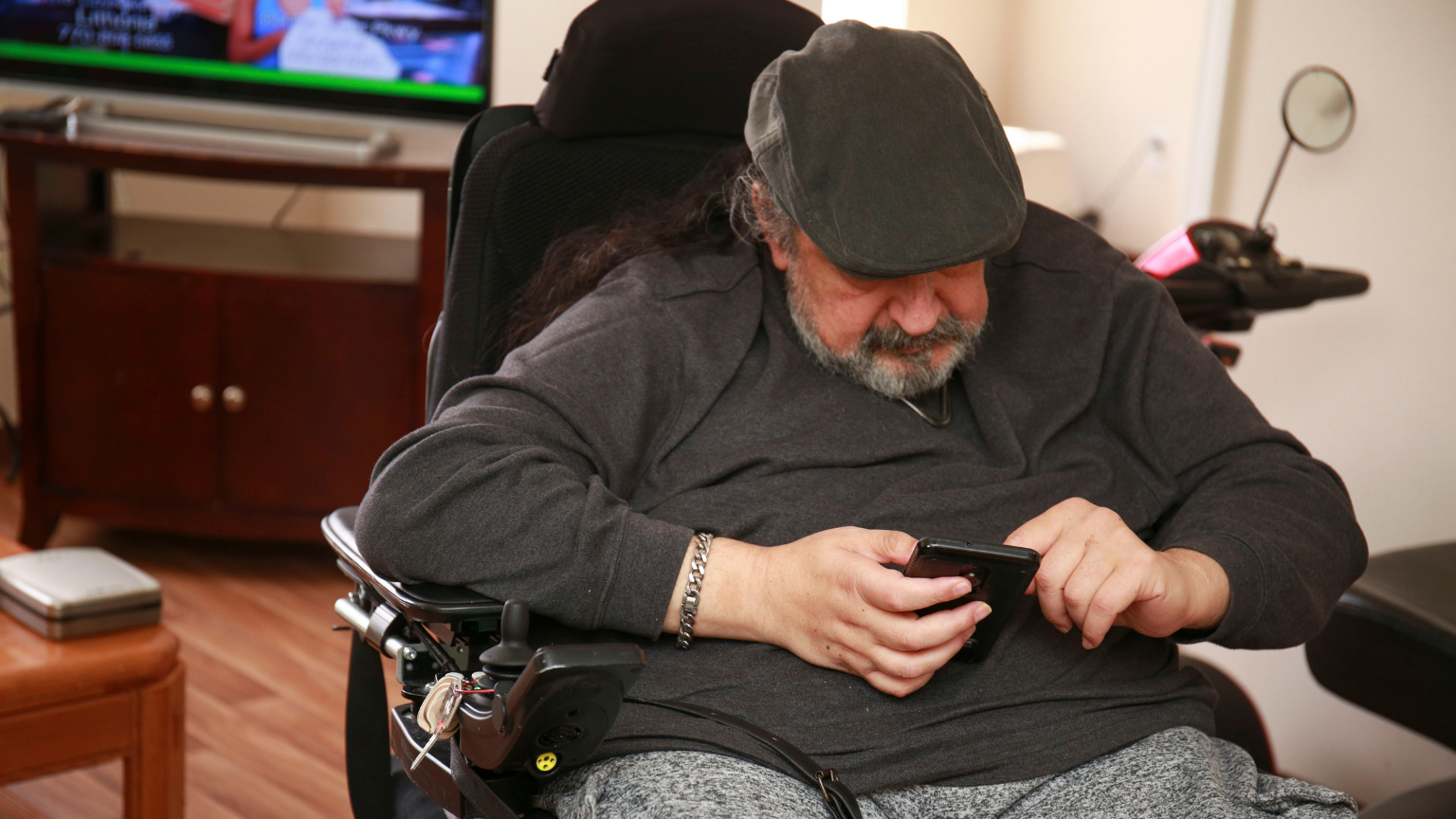 male wheelchair user on an app.