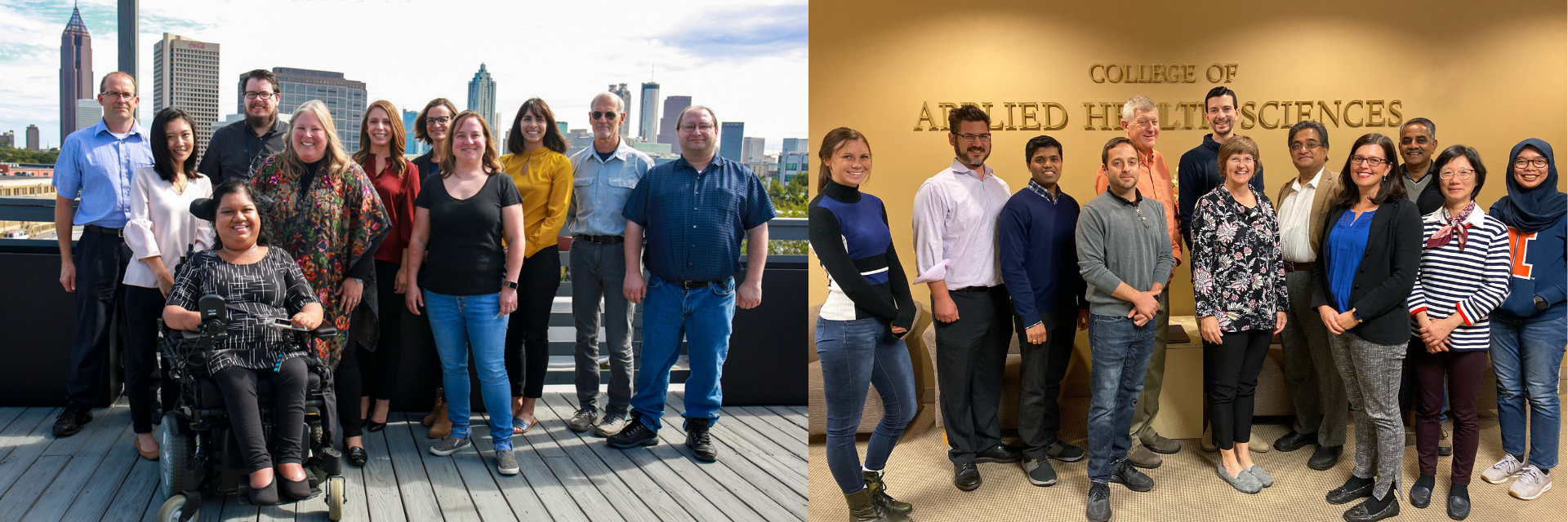 Two photographs of the TechSAge teams. One is located in Atlanta, GA. Another team is located in Chicago, Illinois.