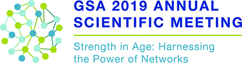 Gerontological Society of America Annual Scientific Meeting Twenty Nineteen graphic with title: Strength in Age: Harnessing the Power of Networks