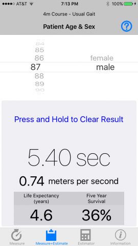 gait speed app screenshot