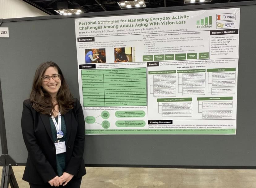 Kara Mumma presents poster on "Personal Strategies for Managing Everyday Activity Challenges Among Adults Aging with Vision Loss"