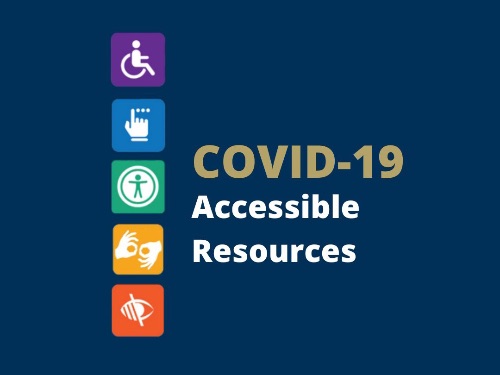 Screenshot of logo for COVID-19 accessible resources that features different disability icons